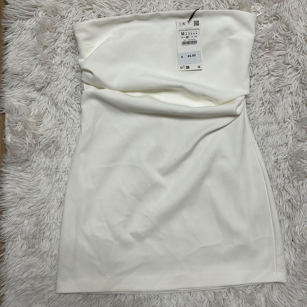 Strapless white #minidress #summerdress